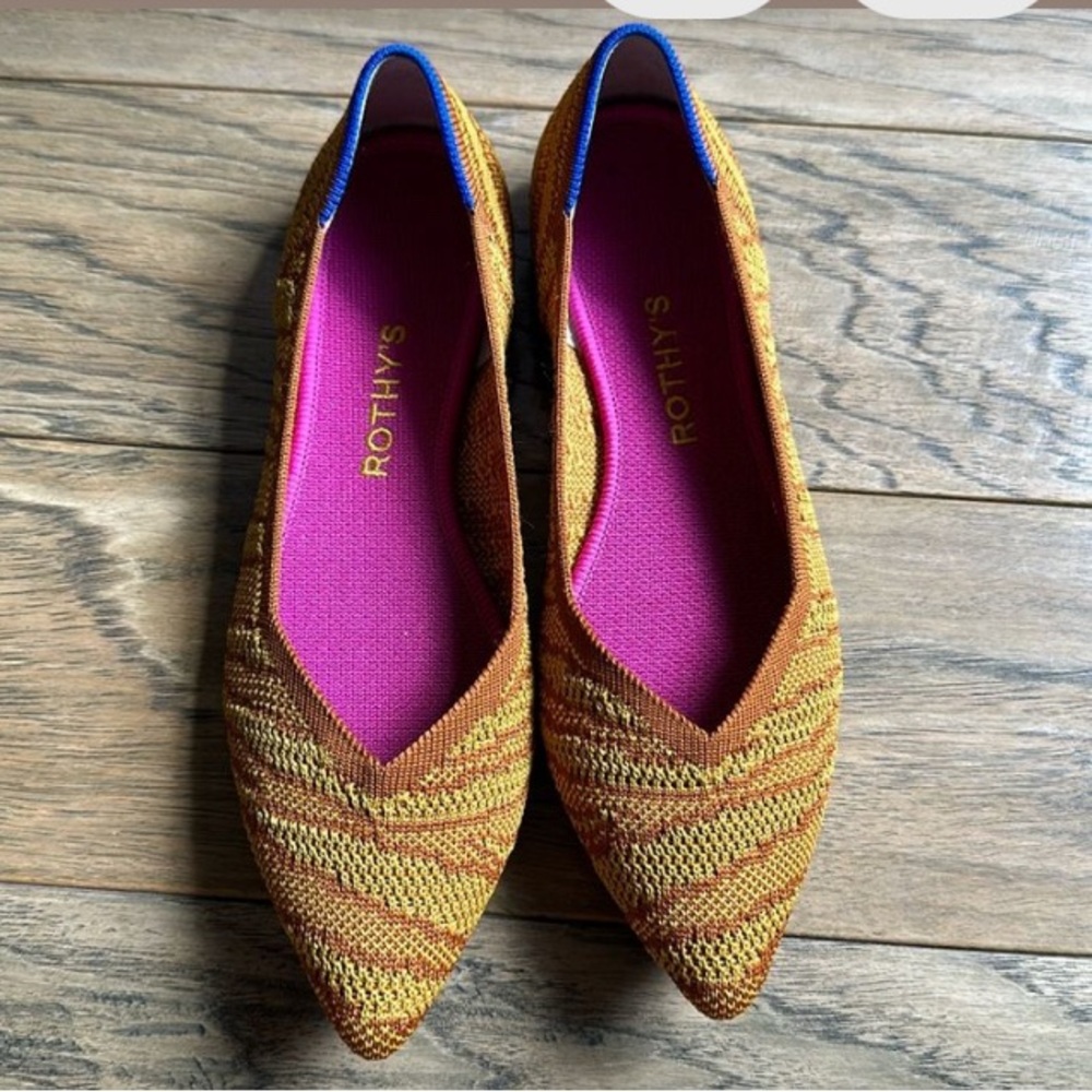 Rothy’s Golden Zebra Pointed Ballet, EUC, size 6.5